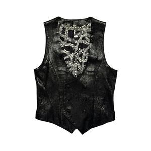 Archive Blistered leather double breast vest
